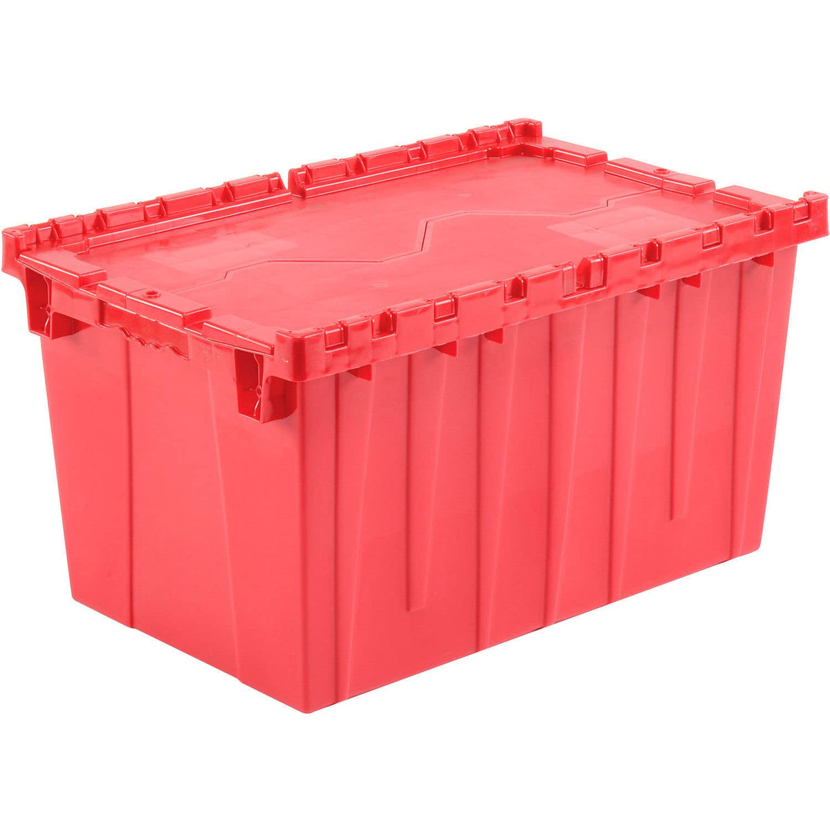 Plastic Attached Lid Shipping & Storage Container by Global Industrial – 25-1/4x16-1/4x13-3/4, 25.25 liters, Plastic, Red, Model 257812RD