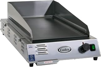 Cadco CG-5FB Electric Countertop Griddle, 24-1/2" Medium-Duty Portable Nonstick Griddle w/Stainless Body, Removable Grease Tray & Backsplash, 120V for Restaurant, Food Truck, Kiosk