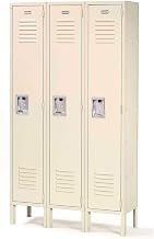 Global Industrial Single Tier Locker, 12x12x72, 3 Door Unassembled, Tan