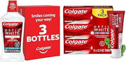 Colgate Optic White Whitening Mouthwash, 2% Hydrogen Peroxide & Optic White Advanced Teeth Whitening Toothpaste, 2% Hydrogen Peroxide Toothpaste, Sparkling White, 3.2 Oz, 3 Pack