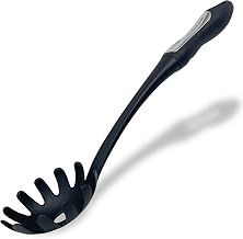 Hamilton Beach Pasta Server 14in Soft Touch Handle - Durable Food Grade Plastic Pasta Server, Spaghetti Spoon Server, Ergonomic and Soft Touch Handle, Heat Resistant Design, Rustproof – Black
