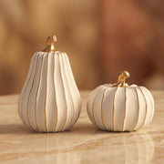Festglox Resin Pumpkin Decor, White and Gold, Set of 2