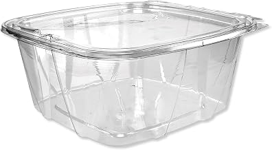 64 oz Tamper-Resistant Clear Hinged Container with Flat Lid (Case of 200) by DART – 64 oz, 64.0 fluid_ounces, Plastic, Clear, Pack of 200