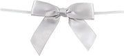 Reliant Ribbon 5171 Bows - Satin Twist Tie Bows - Small - 2 Loops X 2-1/2in Span, 5/8 Inch, Silver