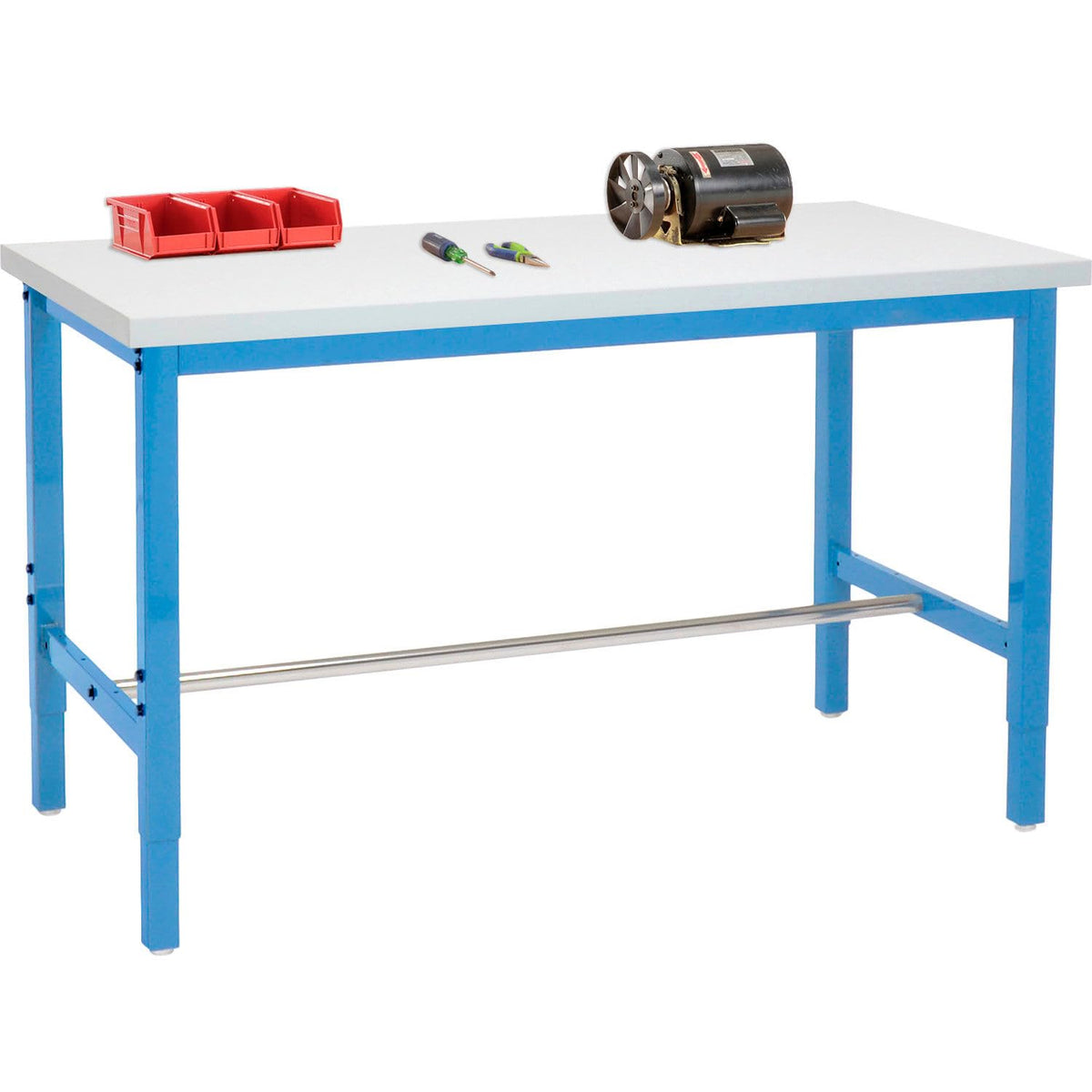 Production Workbench - Plastic Laminate Square Edge - Blue by Global Industrial – 30"L x 60"W x 4.5"H, Plastic, Blue, Model 606976BL