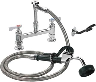 Metal 19-208L Krowne Royal Deck Mount Utility Spray Assembly w/ 8" Adjustable Centers & 72" Stainless Steel Flexible Hose (1/2" NPT Male Inlet)