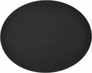 Winco 22" x 27" Black Oval Plastic Tray | Dishwasher safe, BPA-free, Rubber-lined surface, Secure grip, Great for Appetizers, Desserts, Buffet Displays and Catering