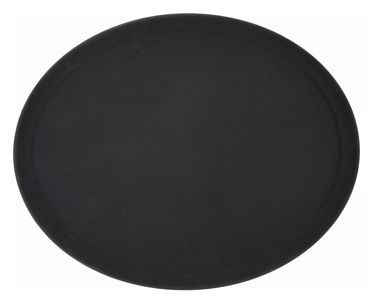 Winco 26.5" x 22" x 1.3" / Oval / Black Serving Trays