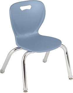 Learniture Shapes Series Stacking School Chairs with Contoured Seats, Heavy-Duty Plastic Stacking Classroom Chairs, 12" H, Set of 4, Faded Denim