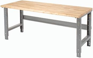 Global Industrial Adjustable Height Workbench C-Channel Leg, 72" W x 36" D | 1-3/4" Maple Top Safety Edge, 2000 Lbs Capacity, Gray Frame, Industrial Workbench