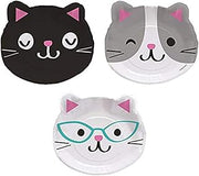Creative Converting 328704 Cute Cats Shaped Paper Dinner Plates - 8 Pcs Multicolor, 8" x 9"