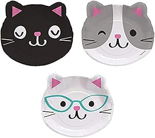 Creative Converting 328704 Cute Cats Shaped Paper Dinner Plates - 8 Pcs Multicolor, 8" x 9"