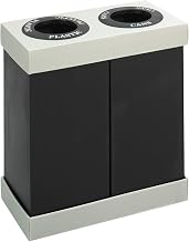 Safco Trash Can Recycle Bin Combo, 28 Gallon Each (2 Bin), At Your Disposal Recycling Center, Black/Grey