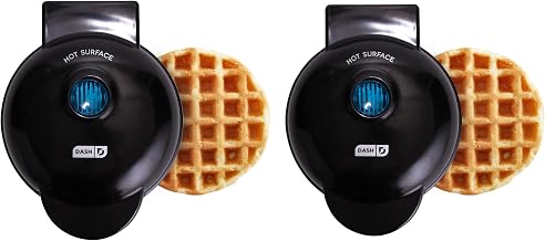 Dash Mini Waffle Maker- Waffle Maker for Breakfast & Snacks - Compact & Easy-to-Clean - nonstick surfaces - Fun & Portable Kitchen Essential - Black - 2-Pack