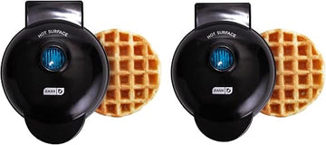 Dash Mini Waffle Maker- Waffle Maker for Breakfast & Snacks - Compact & Easy-to-Clean - nonstick surfaces - Fun & Portable Kitchen Essential - Black - 2-Pack