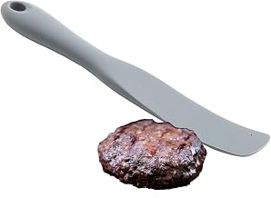 Tablecraft 11840 Narrow Silicone Spatula Spurtle, Heat Resistant to 400°F, Scratch Resistant, BPA Free, NSF Listed, One-Piece Design, Professional Kitchen Tool, 8.7" Long, Gray