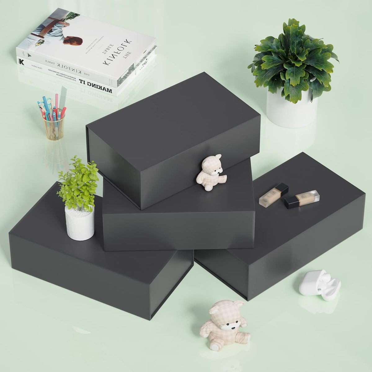 Ryddoy Gift Boxes with Lids, 9.5 x 6 x 3 Inch, Black 5 Pack