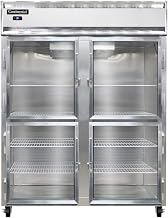 2RES-SA-GD-HD Extra-Wide Two Section Reach In Glass Door Refrigerator, 57" W, Shallow Depth, Stainless Exterior & Half-Height Doors