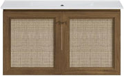Swiss Madison Classe 36" Wall-Mounted Bathroom Vanity in Brown Oak with Single Faucet Hole Vanity Top