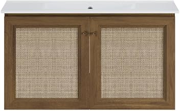 Swiss Madison Classe 36" Wall-Mounted Bathroom Vanity in Brown Oak with Single Faucet Hole Vanity Top