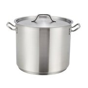 8-Quart 6.75-Inch High 9.5-Inch Diameter Stainless Steel Stock Pot With Cover, Master Cook with 5 Millimeter Thick Aluminum Core by Winco – 8 Quarts, 7.57 liters, Model SST-8