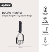 Zyliss Potato Masher, Stainless Steel Head, Gray Wheat Straw Handle