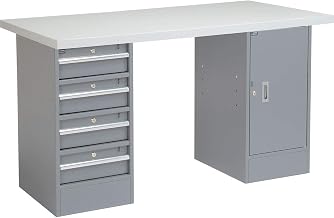 Global Industrial 72" W x 30" D Workbench, 1-5/8" Square Edge Laminate Top, 4 Drawer/Cabinet