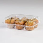 Detroit Forming LBH-6646 6 Compartment Clear OPS Plastic Hinged Cupcake Muffin Container, 9 x 3 x 3 | 350/Case