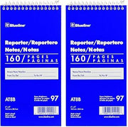 Blueline Reporter Notebook/Note Pad, 4 x 8 inches, 160 Pages / 80 Sheets (AT8B) (Pack of 2)