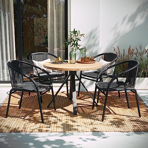 Flash Furniture Grey / Set of 4 / Contemporary Patio Dining Chairs