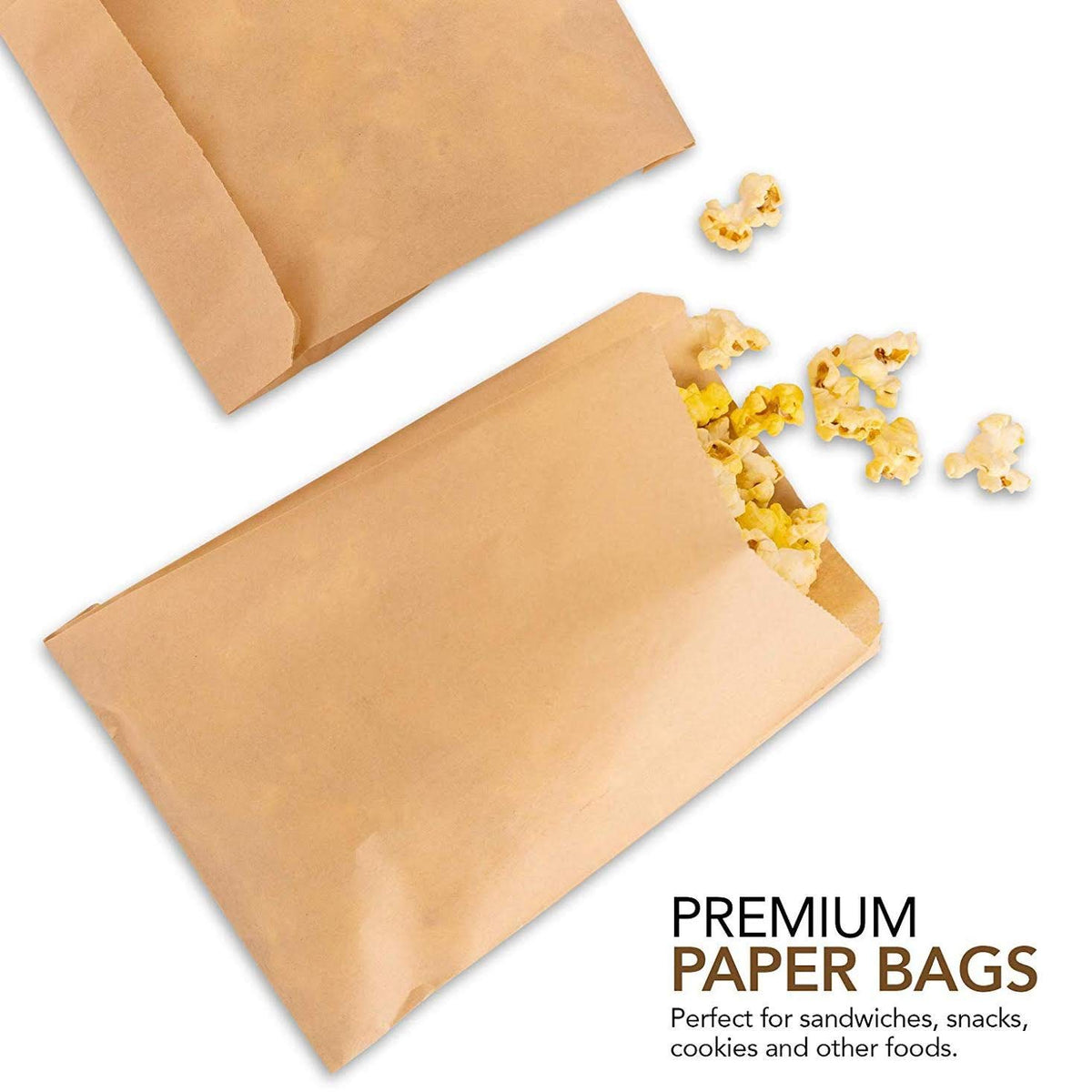 Paper Sandwich Bags Kraft Brown (200 Pack) by Stock Your Home – 200 Count, Paper, Brown, Pack of 200