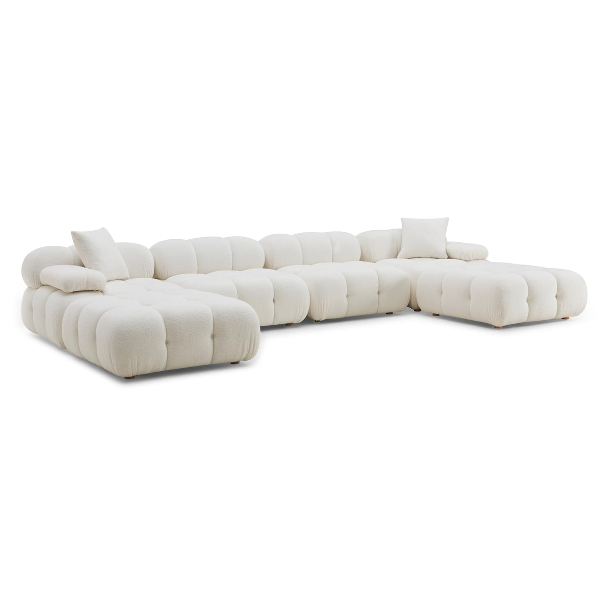 Calliope Cream Vegan Shearling 6-Piece Modular U-Sectional by TOV Furniture – 157.6"W x 78.8"D x 26.4"H, Fabric,Plywood,Wood, Cream, Model TOV-L68925-SEC