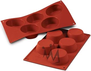 Silikomart Professional SF024 Silicone Baking Mold Muffin 4.56 Oz, 3.19" Diameter x 1.26" High, 5 Cavities (1 Each)