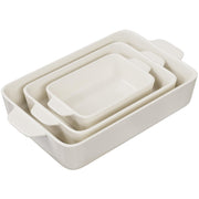 KooK Ceramic Baking Dish Set, Small Medium Large, Cream