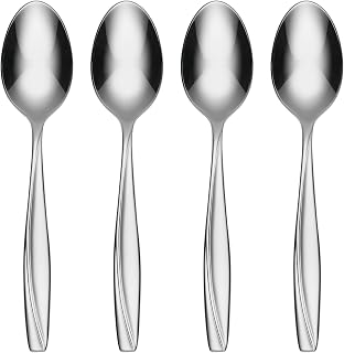Oneida Camlynn Dinner Spoons Silverware Set for 4, Flatware | 18/0 stainless steel, mirror finish | dishwasher safe | great for soup or everyday dining, cutlery set