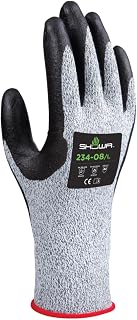 SHOWA 234 Foam Nitrile Palm Coated Cut Resistant Safety Gloves with Spandex/HPPE Liner, 15 Gauge, for Vending Machines, Medium (12 Pair)
