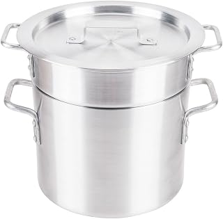 Royal Industries Double Boiler with Lid, 8 qt, 9" x 7.3" HT, Aluminum, Commercial Grade - NSF Certified