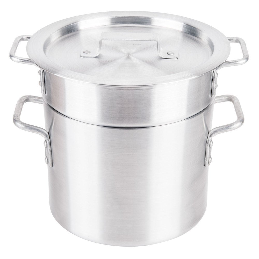 Double Boiler with Lid by Royal Industries – 8 Quart, aluminum, Silver, Model ROY DB 8