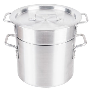 Double Boiler with Lid by Royal Industries – 8 Quart, aluminum, Silver, Model ROY DB 8