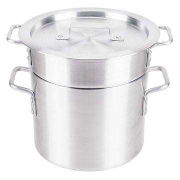 Double Boiler with Lid by Royal Industries – 8 Quart, aluminum, Silver, Model ROY DB 8