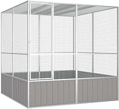 vidaXL Bird Cage Gray 84.1"x85.6"x83.3" Galvanized Steel