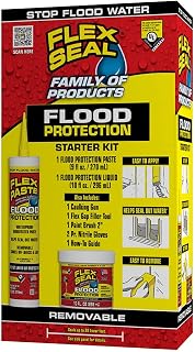Flex Seal Flood Protection Starter Kit, Waterproof, Removable, Use on Windows, Doors, Garage Doors, Seams, Casings,Thresholds, Conduits, Vents, Ducts, and More