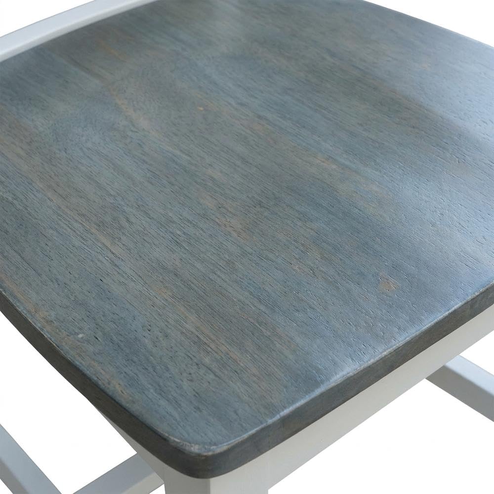 Solid Wood Dining Chair with Splatback Design by Furnifact – Wood, White and Heather Gray