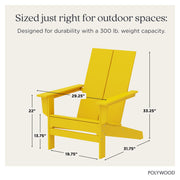 Contemporary Modern Oversized Adirondack Chair in Lemon by Polywood – Plastic, Lemon, Model AD7022LE