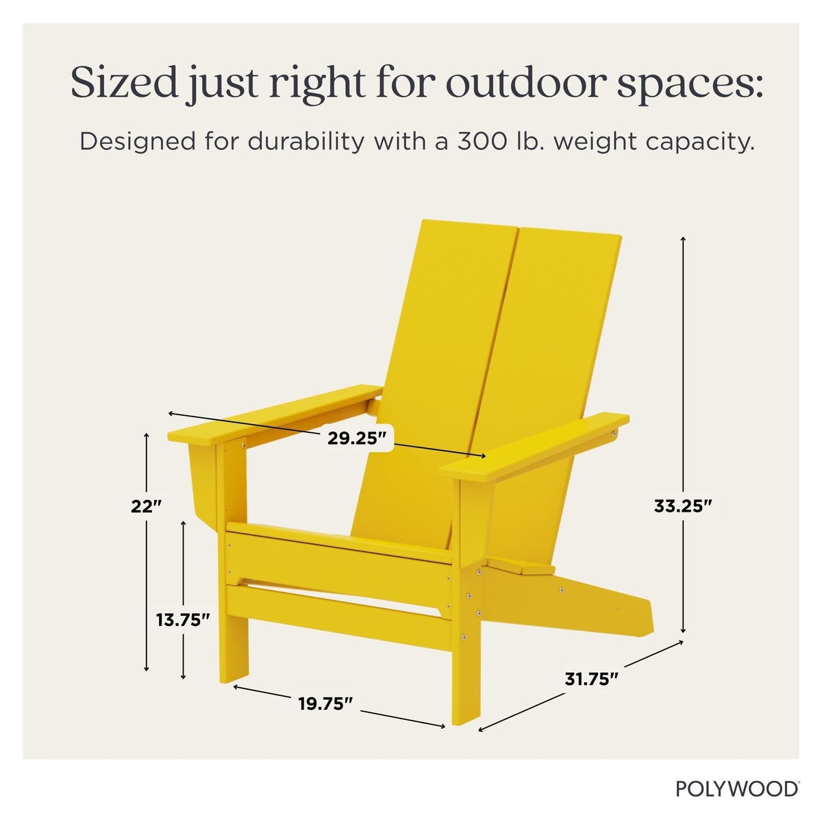 Contemporary Modern Oversized Adirondack Chair in Lemon by Polywood – Plastic, Lemon, Model AD7022LE