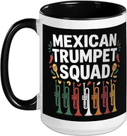 Mexican Trumpet Squad Cinco De Mayo Fiesta Ceramic Mug, Black/White, 15oz