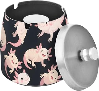 Axolotl Pattern Splash Ashtray with Lid, Outdoor Ashtrays for Patio