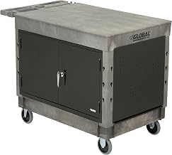Global Industrial Plastic 2 Flat Shelf Maintenance & Utility Cart, 44â€ x 25-1/2â€, 5" Rubber Caster