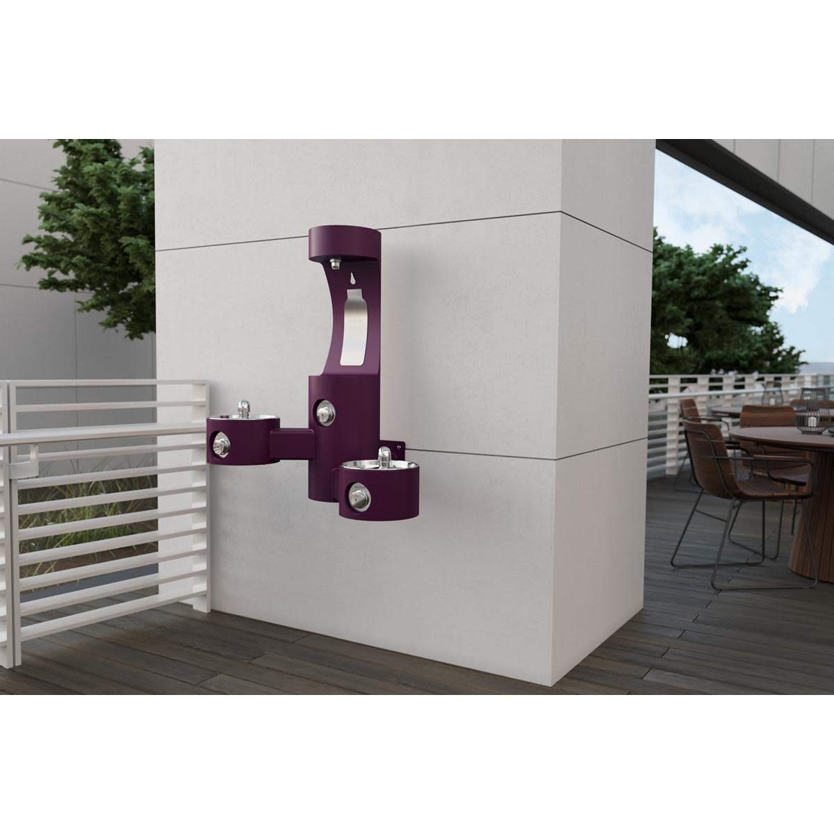 Outdoor Lk4409 Wall Mount Bi-Level Fountain & Bottle Filler Blue by Elkay – Stainless Steel, Blue, Model LK4409BFBLU