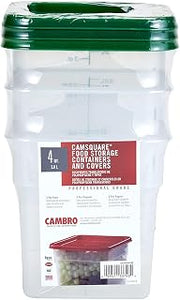 Cambro 4SFSPPSW3190 Set of 3 Square Food Storage Containers with Lids, 4 Quart Case of 13